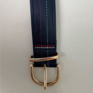 Tommy Hilfiger Gold Buckle Black Leather Belt